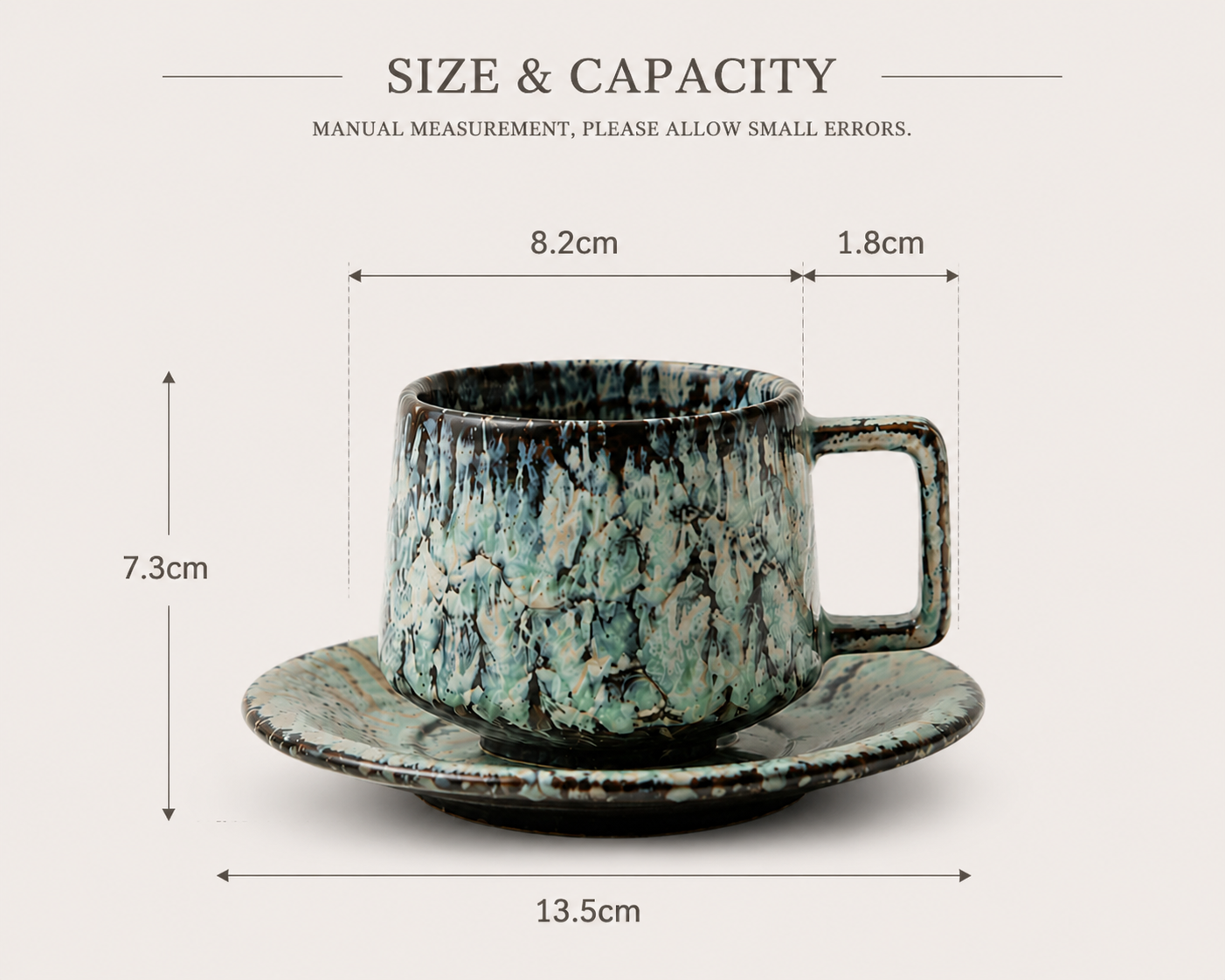 Handcrafted Ceramic Cup & Saucer - Artisan Reactive Glaze Collection