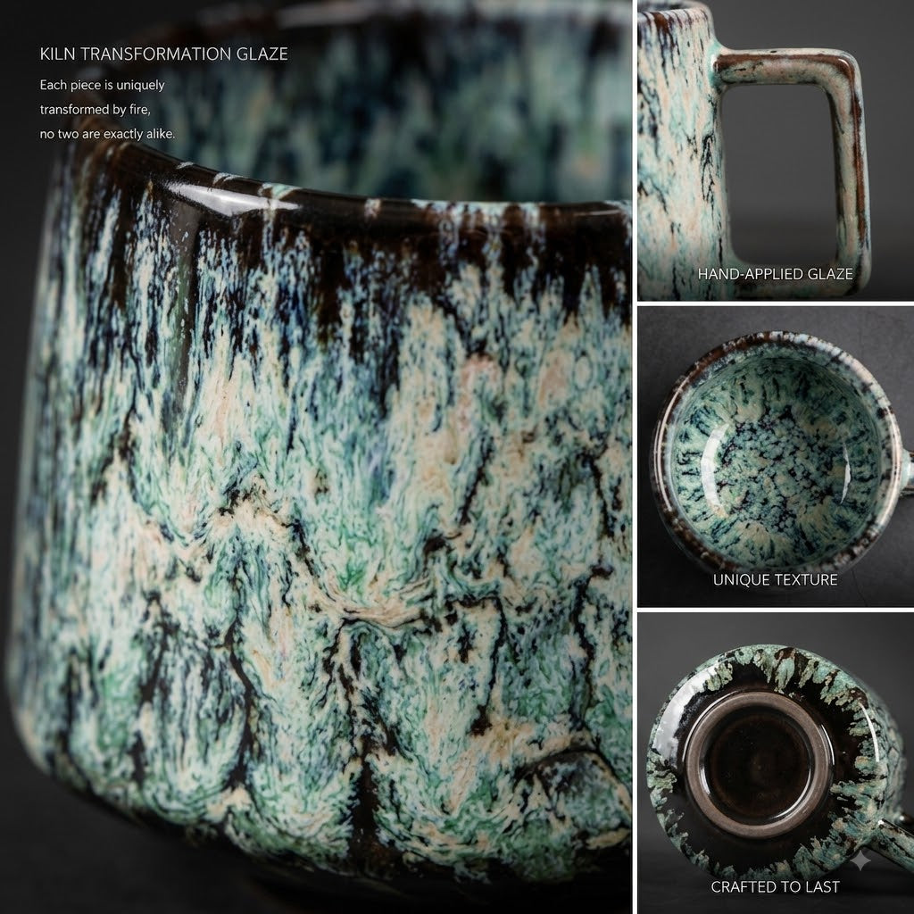 Handcrafted Ceramic Cup & Saucer - Artisan Reactive Glaze Collection